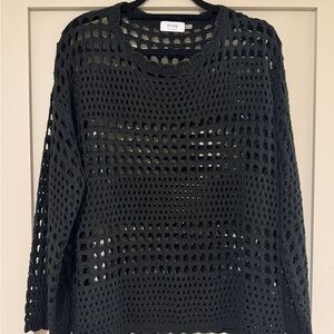 Women's Black Open-Knit Sweater